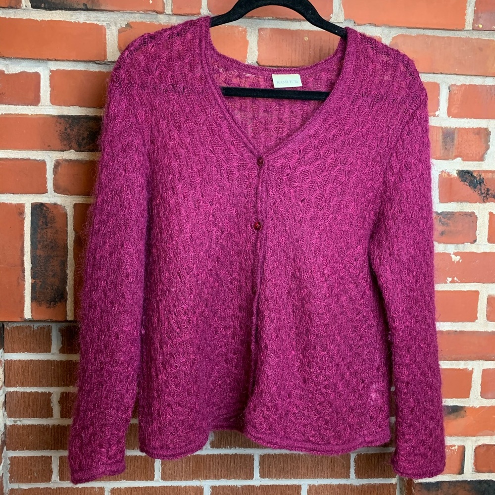 Koret Mohair Blend V-Neck Button Up Cardigan Sz M